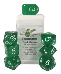 Role 4 Initiative - Translucent Dark Green/White Numbers Arch'D4 7pc
